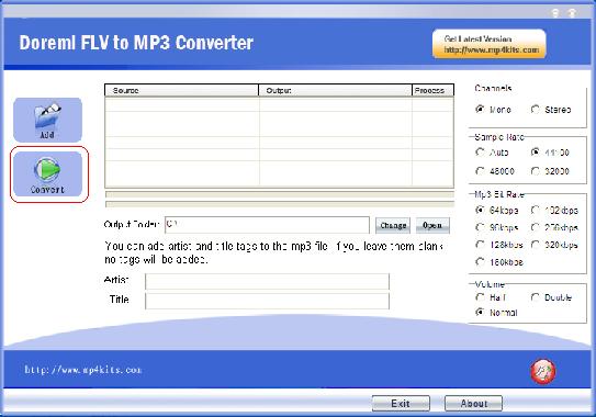 Convert FLV fiels to MP3 files with one click